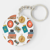 Vintage Travel Thema gepersonaliseerd Sleutelhanger (Achterkant)