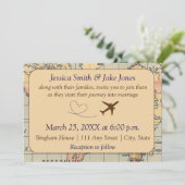 Vintage, Travel Themed Wedding Invite Kaart (Staand voorkant)