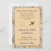Vintage, Travel Themed Wedding Invite Kaart (Voorkant)