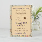 Vintage, Travel Themed Wedding Invite Kaart (Staand voorkant)