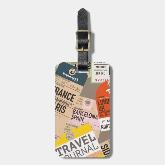 Vintage Travel Tickets Bagagelabel (Voorkant verticaal)