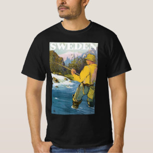 Vintage Travel to Zweden, Fisherman Sports Vist T-shirt