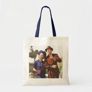 Vintage Travel, toeristen op Vacation Sightsee Tote Bag