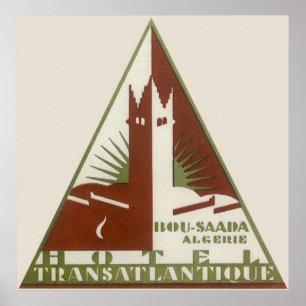 Vintage Travel, Trans-Atlantique Hotel, Algerije Poster