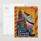 Vintage Travel - Transatlantische Franse lijn Briefkaart (Voorkant / Achterkant)