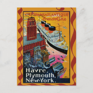 Vintage Travel - Transatlantische Franse lijn Briefkaart
