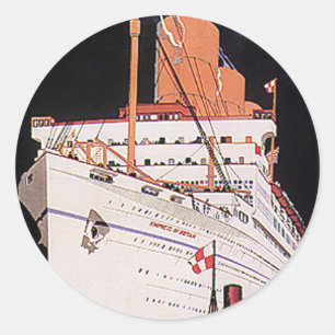 Vintage Travel Transportation Cruise Ship at Night Ronde Sticker
