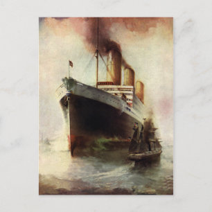 Vintage Travel Transportation Cruise Ship at Zee Briefkaart
