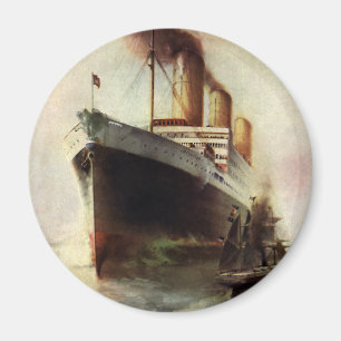 Vintage Travel Transportation Cruise Ship at Zee Magneet
