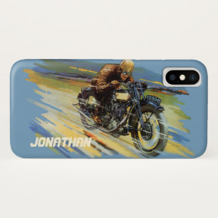 Vintage Travel Transportation, Racing Motorcycle iPhone X Hoesje