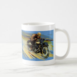 Vintage Travel Transportation, Racing Motorcycle Koffiemok