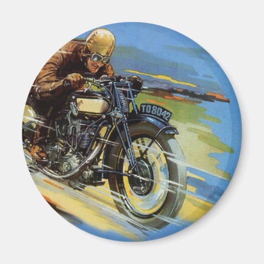 Vintage Travel Transportation, Racing Motorcycle Magneet (Voorkant)
