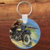 Vintage Travel Transportation, Racing Motorcycle Sleutelhanger (Voorkant)