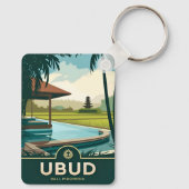 Vintage Travel Ubud Bali Indonesië Retro Schildera Sleutelhanger (Achterkant)
