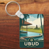 Vintage Travel Ubud Bali Indonesië Retro Schildera Sleutelhanger (Voorkant)