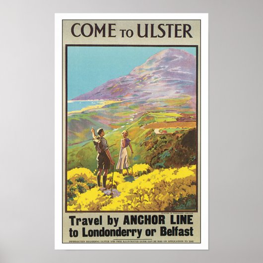 Vintage Travel Ulster Ireland Poster (Voorkant)
