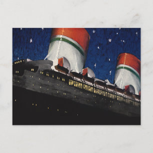 Vintage Travel, Vakantie op een cruiseschip 's nac Briefkaart