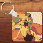 Vintage Travel, Vakantie op een cruiseschip Sleutelhanger (Voorkant)