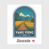 Vintage Travel Vang Vieng Laos Retro Scenic Sticker (Vel)