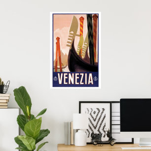 Vintage Travel, Venezia, Venetië, Italië Poster