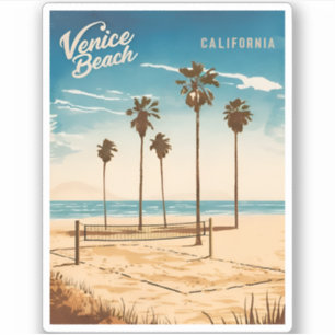 Vintage Travel Venice Beach Californië Retro Style Sticker