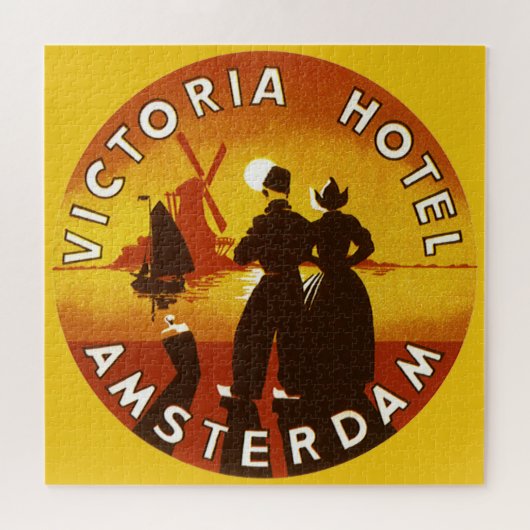 Vintage Travel, Victoria Hotel, Amsterdam, Holland Legpuzzel (Horizontaal)