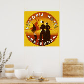Vintage Travel, Victoria Hotel, Amsterdam, Holland Poster (Keuken)