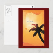 Vintage Travel, vliegtuig over Hawaiian Briefkaart (Voorkant / Achterkant)