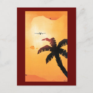 Vintage Travel, vliegtuig over Hawaiian Briefkaart