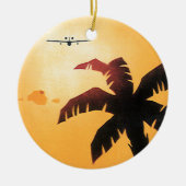 Vintage Travel, vliegtuig over Hawaiian Keramisch Ornament (Voorkant)