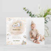 Vintage Travel Vliegtuig Verjaardag Dank u kaart (Staand voorkant)