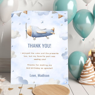 Vintage Travel Vliegtuig Verjaardag Dank u kaart