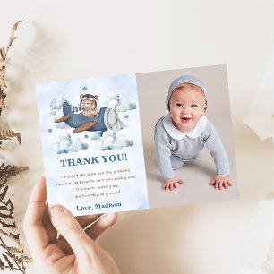 Vintage Travel Vliegtuig Verjaardag Dank u kaart