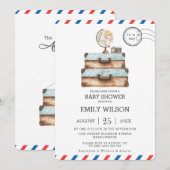 Vintage Travel Voyage Adventure Baby shower Boy Kaart (Voorkant / Achterkant)