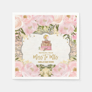 Vintage Travel Vrijgezellenfeest / Pastel Roze Blo Servet