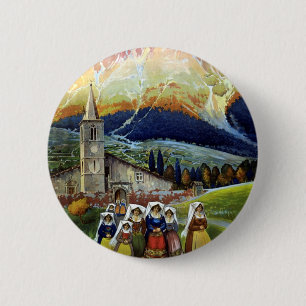 Vintage Travel, Vrouwen in de Abruzzen, Italië Ronde Button 5,7 Cm