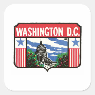 Vintage Travel Washington D.C. State Label Art