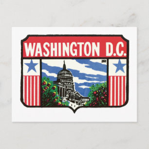 Vintage Travel Washington D.C. State Label Art Briefkaart