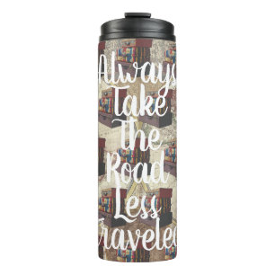 Vintage Travel Wereldkaart en gitaarkoffers Thermosbeker
