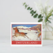 Vintage Travel, Winter in Engadin Zwitserland Briefkaart (Staand voorkant)