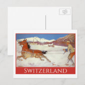 Vintage Travel, Winter in Engadin Zwitserland Briefkaart (Voorkant / Achterkant)