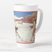 Vintage Travel, Winter in Engadin Zwitserland Latte Mok (Rechterhoek)