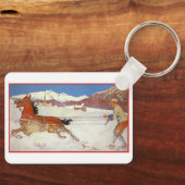Vintage Travel, Winter in Engadin Zwitserland Sleutelhanger (Voorkant)