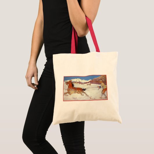 Vintage Travel, Winter in Engadin Zwitserland Tote Bag (Voorkant (product))