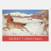 Vintage Travel, Winter in Zwitserland Kerstmis Inpakpapier Vel (Voorkant 2)