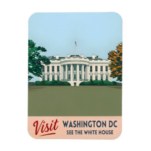 Vintage Travel Witte Huis Washington DC Magneet