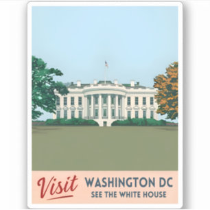 Vintage Travel Witte Huis Washington DC Sticker