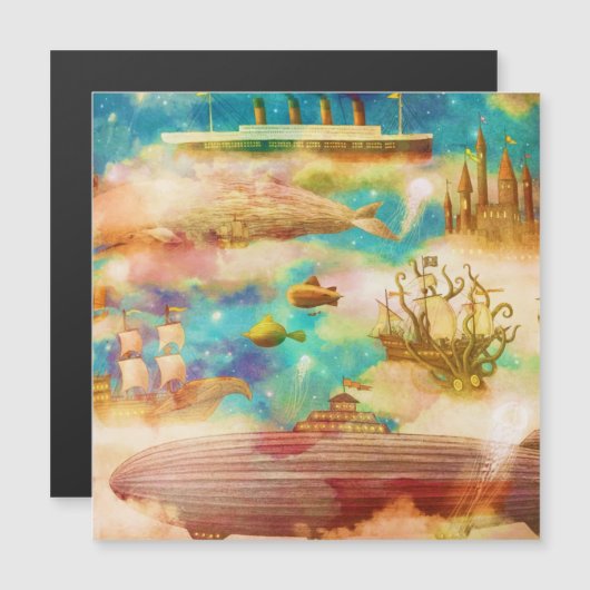 Vintage Travel World Sky Blue Ocean Whales (Voorkant / Achterkant)