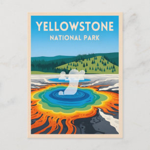 Vintage Travel Yellowstone National Park Landschap Briefkaart