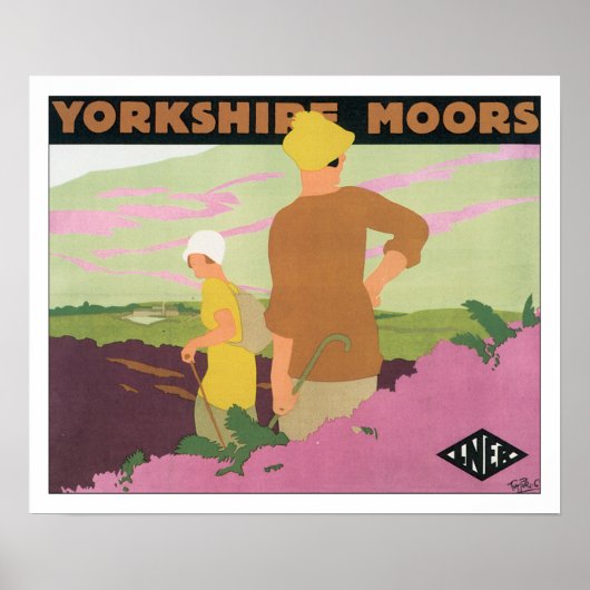 Vintage Travel Yorkshire Moors England Poster (Voorkant)